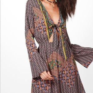 Boohoo Printed Cutout Midi Dress